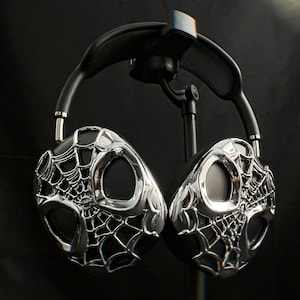 Unique Airpods max cover ,Silver 3D print  ,Spider web shaped,Cool design,y2k,gifts for him.