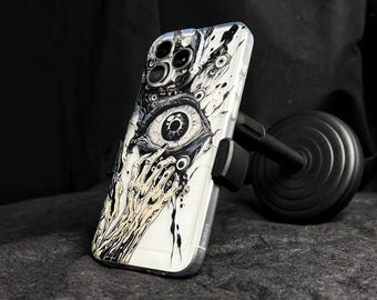 Unique gothic eyes  Phone Case, Transparent Cover Compatible with iPhone, Gift for him.