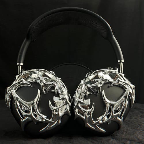 3D Printed Gothic Star Airpods Max Cover: Silver Y2K Tech Gift - Etsy