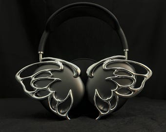 3D Printed Silver Butterfly Airpods Max Cover: Gothic Y2K Tech Gift