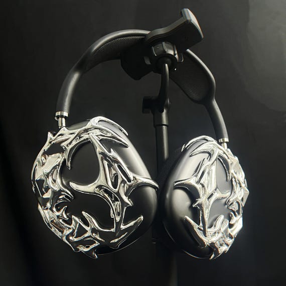 3D Printed Gothic Star Airpods Max Cover: Silver Y2K Tech Gift - Etsy
