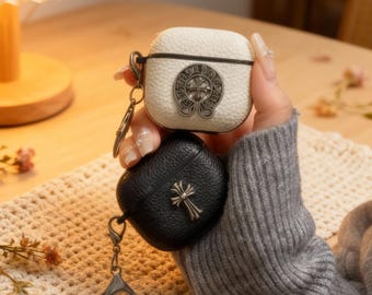 ユニークなゴシックAirPods4ケース、AirPods Pro1/2/3用、環境に優しいフェイクレザー
