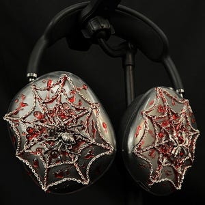 Handmade cover For AirPods Max Spider Web with Metal Spider  Headphone Case, a Gothic Art Masterpiece