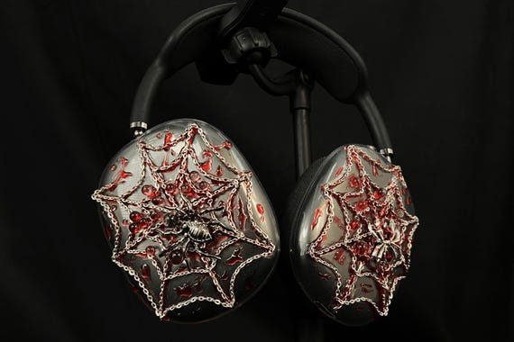 Handmade cover For AirPods Max Spider Web with Metal Spider  Headphone Case, a Gothic Art Masterpiece