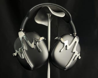 Silver Unique Airpods max cover,3D print heart beat shaped,Cool design,y2k,gifts for him.