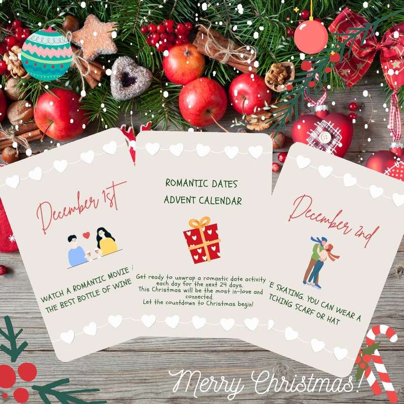 Advent Calendar for Couples, Printable Date Night Cards, Date Night