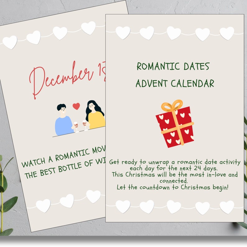 Advent Calendar for Couples, Printable Date Night Cards, Date Night