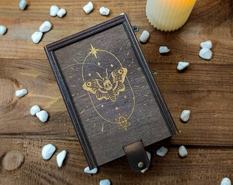 Custom Wooden Box for Tarot Card, Wooden Box for Playing Cards, Tarot Card Holder Desk, Tarot Mothers Day, Tarot Card Holder Case