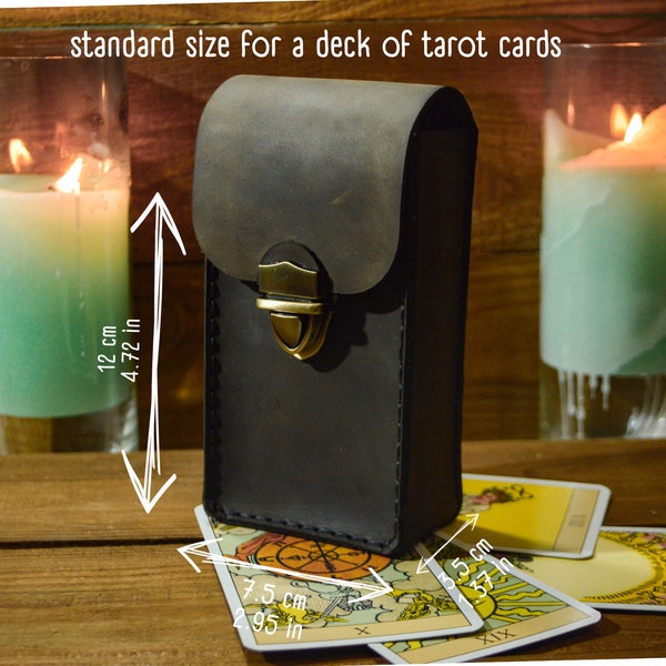 Leather Tarot Card Holder, Leather Tarot Card Case, Personalized Tarot Card Box, Leather Tarot Bag, Etui Tarot, Tarot Deck Case