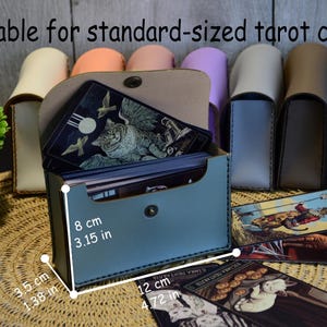 Leather Tarot Card Case, Tarot Card Holder Case, Playing Card Holder Leather, Card Storage Box, Tarot Pouch, Tarot Gift Box image 8