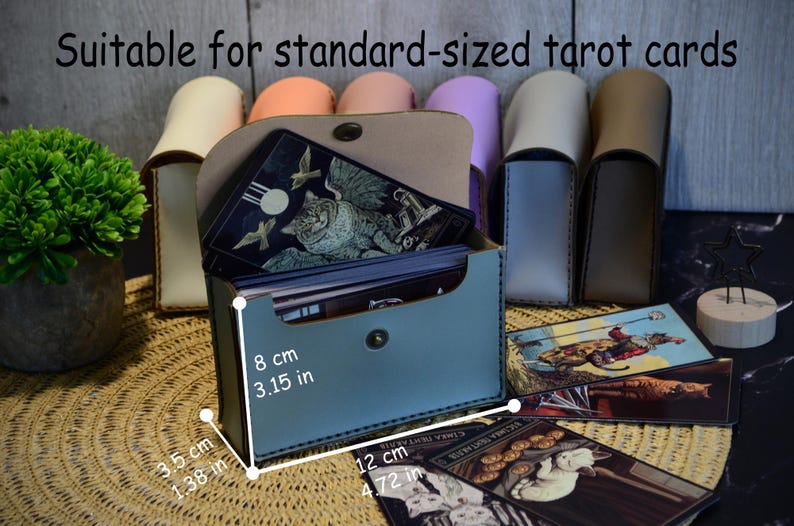 Leather Tarot Card Case, Tarot Card Holder Case, Playing Card Holder Leather, Card Storage Box, Tarot Pouch, Tarot Gift Box image 8