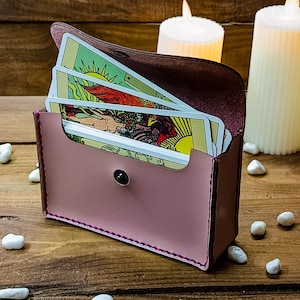 Porta carte dei tarocchi personalizzato, porta carte dei tarocchi in pelle, custodia per tarocchi in pelle, custodia per tarocchi vegana, porta mazzo di tarocchi, custodia per carte da gioco in pelle