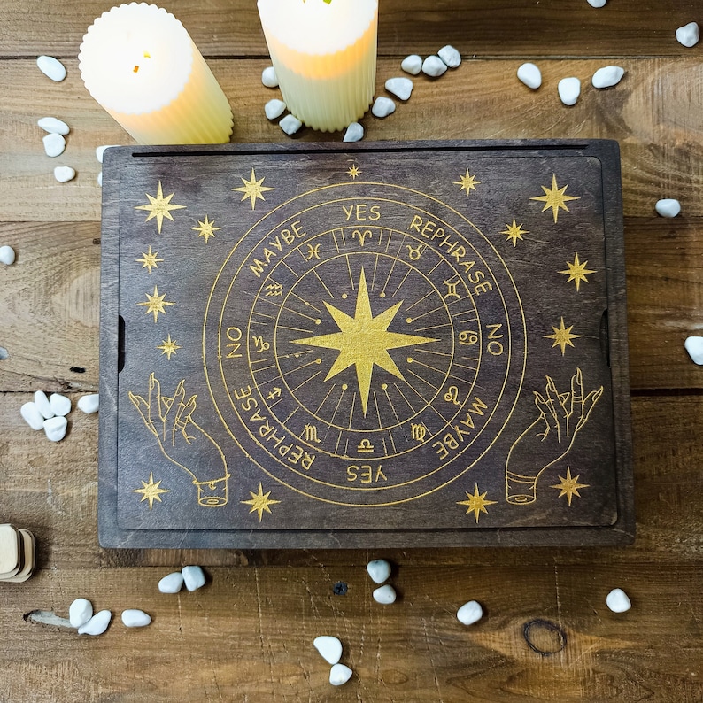 Pendulum Board and Stand, Pendulum Board Wood, Crystal Storage Box With ...