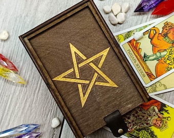 Tarot Box Wood, Tarot Card Holder Box, Wooden Tarot Card Case, Tarot Box Storage, Tarot Deck Box, Crystal Storage Box With Lid
