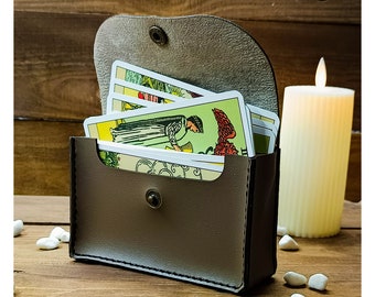 Leather Tarot Card Holder, Leather Deck Box, Leather Deck Holder, Tarot Deck Storage, Playing Card Holder Fabric, Spiritual Gift, Tarot Bag
