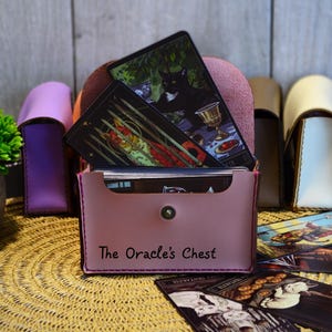 Leather Tarot Card Case, Tarot Card Holder Case, Playing Card Holder Leather, Card Storage Box, Tarot Pouch, Tarot Gift Box image 10