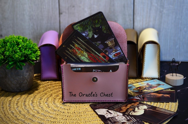 Leather Tarot Card Case, Tarot Card Holder Case, Playing Card Holder Leather, Card Storage Box, Tarot Pouch, Tarot Gift Box image 10
