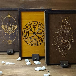 Caja de madera para tarot, caja para cartas de tarot, estuche de madera para cartas de tarot, caja de almacenamiento para tarot, caja para baraja de tarot, caja de almacenamiento de cristal con tapa