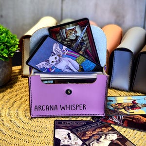Leather Tarot Card Case, Tarot Card Holder Case, Playing Card Holder Leather, Card Storage Box, Tarot Pouch, Tarot Gift Box image 9