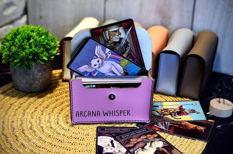 Leather Tarot Card Case, Tarot Card Holder Case, Playing Card Holder Leather, Card Storage Box, Tarot Pouch, Tarot Gift Box image 9