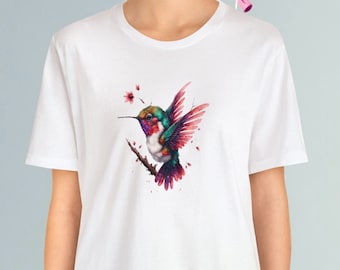 Cute Bird T Shirt - Gifts For Her - Special Bird Design - Gifts For Bird and Nature Lovers - Unisex Jersey Short Sleeve Tee,  Colorful Bird