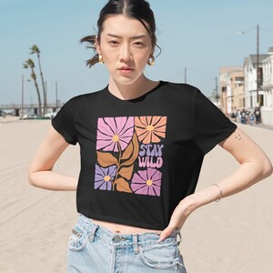 Coquette Women&#39;s Flowy Cropped Tee, Baby Tee, Vintage Coquette Aesthetic Tee, Cottage Core Women&#39;s tshirt, Trendy Pastel tee, Flower tee