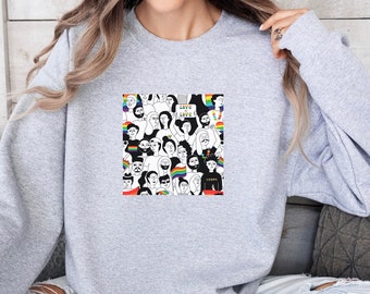 Pride Unisex Crewneck Sweatshirt, Gay Pride Sweatshirt, Gay Rainbow Sweater, LGBTQ Pride Flag Sweater, Gay Pullover, Gay Gift, Pride Gift