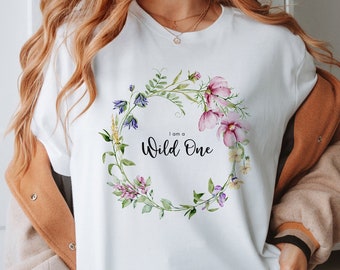 Flower T-Shirt, Cottagecore tshirt, Wildflowers T-Shirt, Boho, Floral Tee, Botanical Flowers Shirt, Vintage Pressed Flowers, Gift Florist