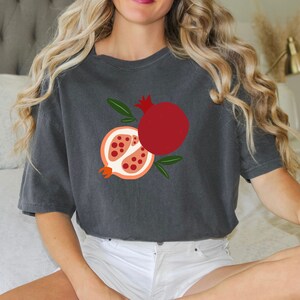 Pomegranate graphic t-shirt, Boho shirt, Colorful Shirt, Nature Shirt, Boho Gift, Art Deco Shirt, Garment-Dyed T-shirt, Fruit shirt gift