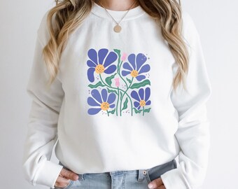 Boho Wildflowers Cottagecore Shirt, Oversized Vintage Boho Sweater, Wildflower Sweater, Pastel Floral Nature Shirt, Garden Lover Shirt, Boho