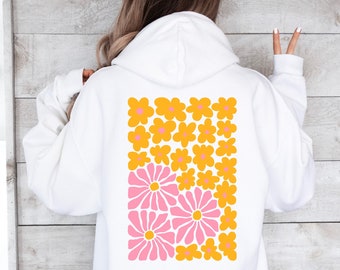 Felpa a fiori, felpa con cappuccio a fiori, felpa con cappuccio da donna, felpa con cappuccio, felpa con cappuccio oversize, regalo floreale, regalo floreale, regalo, floreale vintage