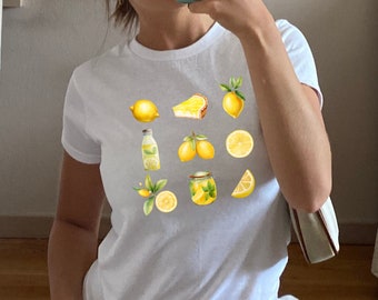 Lemon Graphic Baby Tee, Aesthetic Baby Tee, Women's Fitted Tee, Cute Baby Tee, Coquette Tee, y2k baby tee, 90s baby tee, y2k clothing