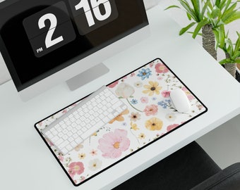 Wildflower Desk Mat, Wildflower mouse pad, Home Decor gift, trendy mouse pad, Mouse Mat, Desk Pad Work Office Home, Cottagecore mouse pad
