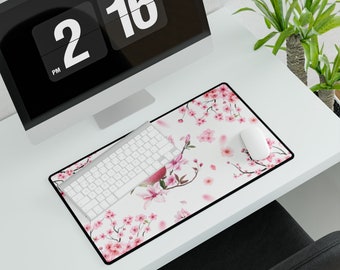 Cherry Desk Mat, Cottagecore mouse pad, Home Decor gift, Bird mouse pad, Mouse Mat, Desk Pad for Work Game Office Home, Gift nature lover