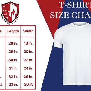 K&ouml;nnte beinhalten: T-Shirt Gr&ouml;&szlig;entabelle mit Ma&szlig;en in Zoll. Die Tabelle zeigt die L&auml;nge und Breite des Shirts in verschiedenen Gr&ouml;&szlig;en: S, M, L, XL, XXL und XXXL.