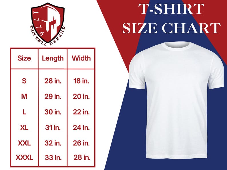K&ouml;nnte beinhalten: T-Shirt Gr&ouml;&szlig;entabelle mit Ma&szlig;en in Zoll. Die Tabelle zeigt die L&auml;nge und Breite des Shirts in verschiedenen Gr&ouml;&szlig;en: S, M, L, XL, XXL und XXXL.