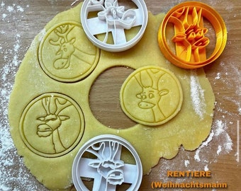 Rentiere Weihnachtsmann CoKG Ausstecher Keksausstecher Keks-Ausstecher Form Plätzchen Förmchen Form Knete Fondant Fimo Ton Modelliermasse