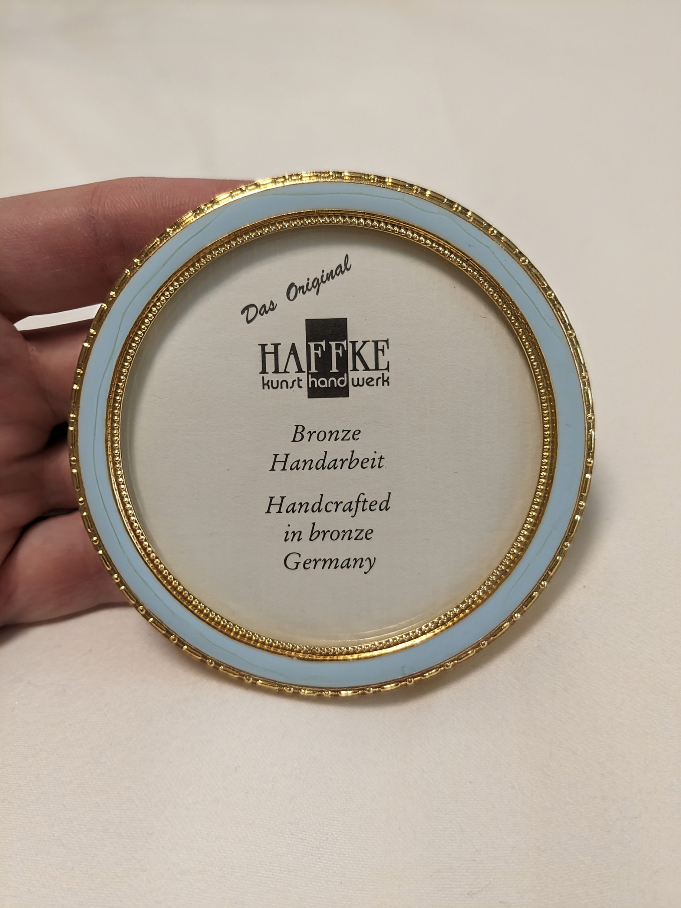 Vintage Haffke German Enamel Bronze Small Round Picture Frame Etsy