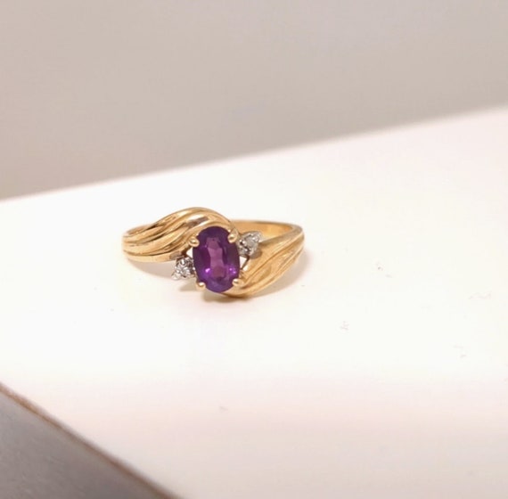 VTG 1990s Yellow Gold Amethyst and Gemstone Ring - image 1