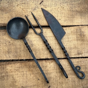 Handmade Medieval eating tools. Handforged viking utensils. Cutlery set. best gifts for him. valentines day gifts, birthday Gifts. best gift