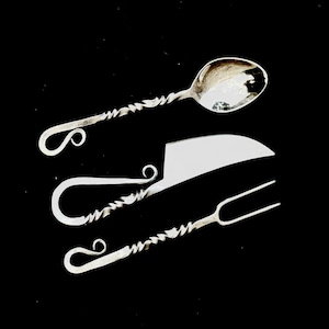 Handmade Medieval high polish eating tools. Handforged viking utensils. Cutlery set. best gift for him. Anniversary gifts, birthday Gifts