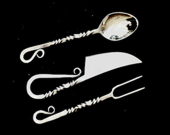 Handmade Medieval high polish eating tools. Handforged viking utensils. Cutlery set. best gift for him. Anniversary gifts, birthday Gifts