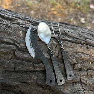 Handmade Medieval eating tools. Handforged viking utensils. Cutlery set. best gifts for him/her, Anniversary gifts, birthday Gifts. Surprise