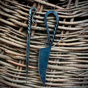 Handmade Medieval eating tools. Handforged viking utensils. Cutlery set. best gifts for him. valentines day gifts, birthday Gifts. best gift