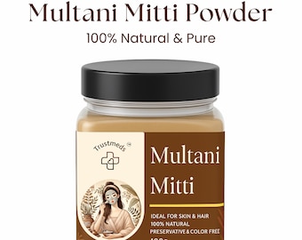Polvo de tierra de batán puro Multani Mitti: arcilla para piel y cabello (100 g)