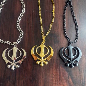 Khanda Sahib Car Hanging | Sikh Metal Pendant in Silver, Gold & Black