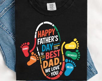 Custom Dad And Kids Footprints Names Shirt, Dad And Kids Footprints Shirt, Custom Father's Day Shirt, Dad And Kids Shirt, New Dad Shirt