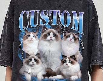 Personalized 100% Cotton Pet Shirt: One Day Proof, Custom Pet Photos With Name S-4XL
