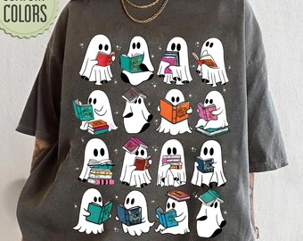 Ghost Book Acotar Shirt, Halloween Ghosts With Books: 100% Cotton, Size S-4XL