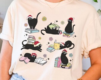 Cats Reading Books Shirt, Cat Book Shirt, Books and Cats Tshirt, Reading Shirt, Gift For Book Lover, Cat On Book Shirt, Cat Book Sweatshirt